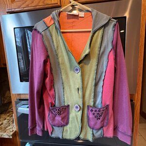 Bleu Bayou Casual Wear Jacket with Hoodie Multi-Color Large